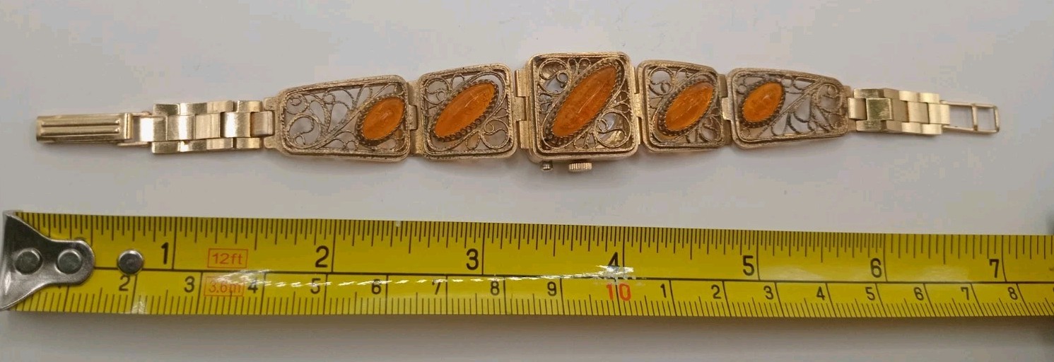 Vintage Watch Soviet “Chaika” with AMBER bracelet filigree FULLY FUNCTIONAL 17J