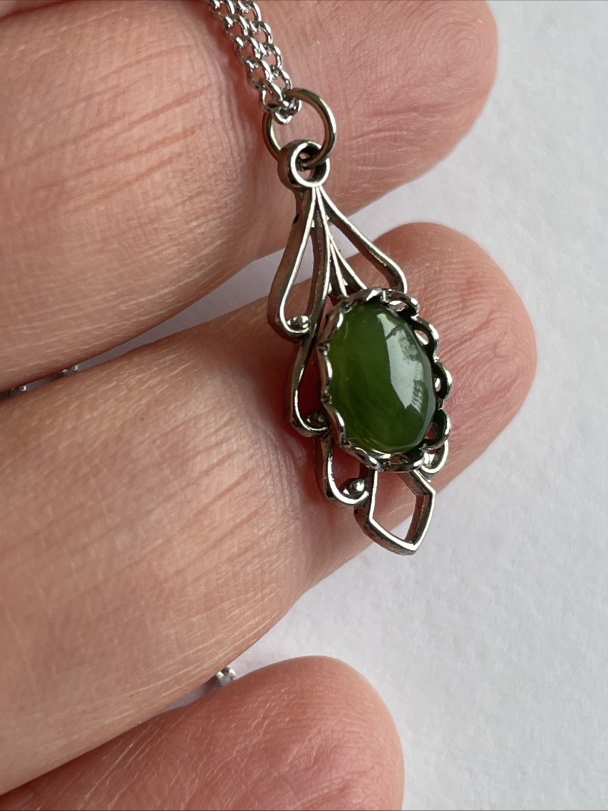 Vintage In Box Genuine Jade Pendant Necklace