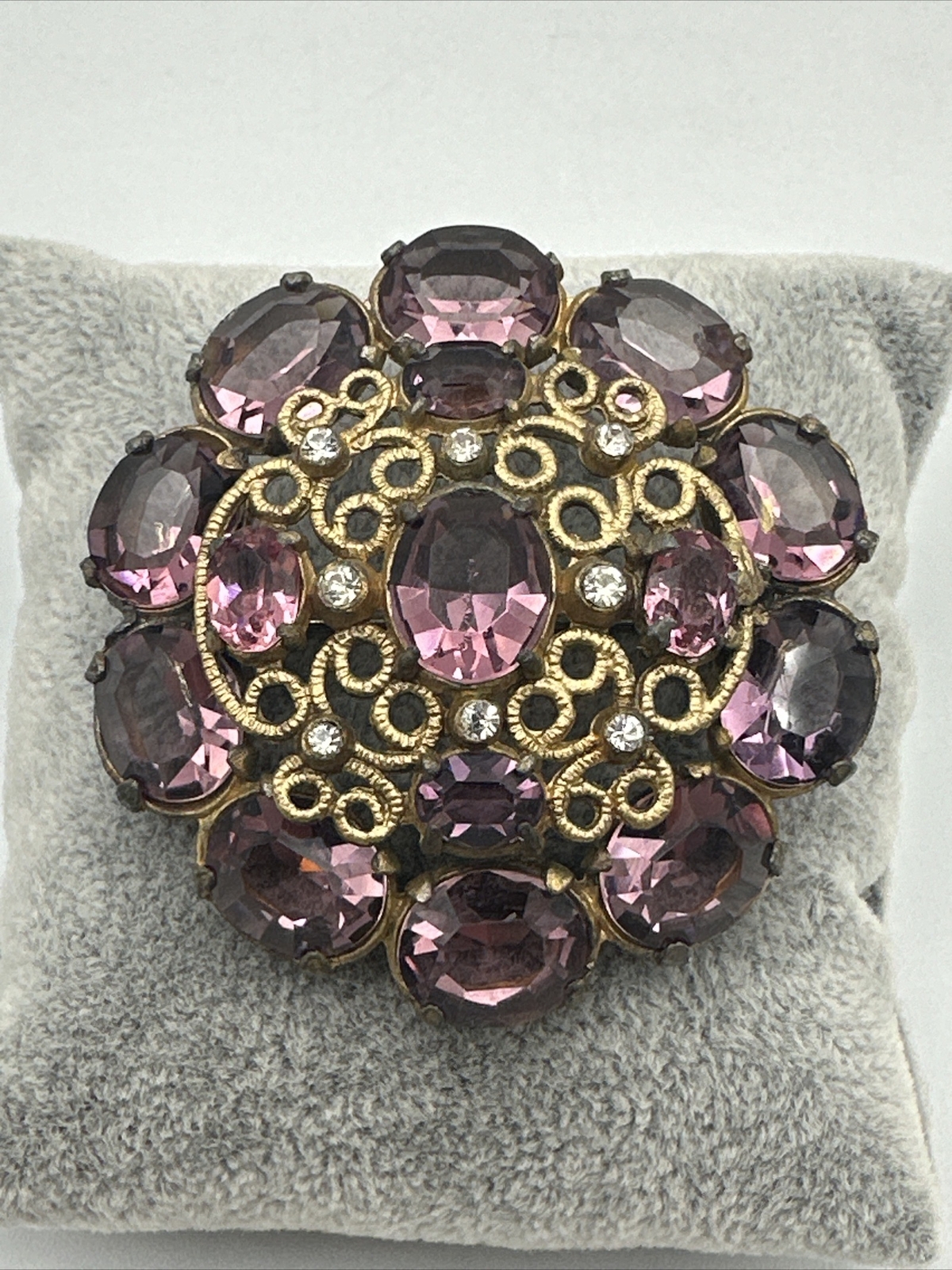 Antique Austrian Purple Crystal Brooch #746