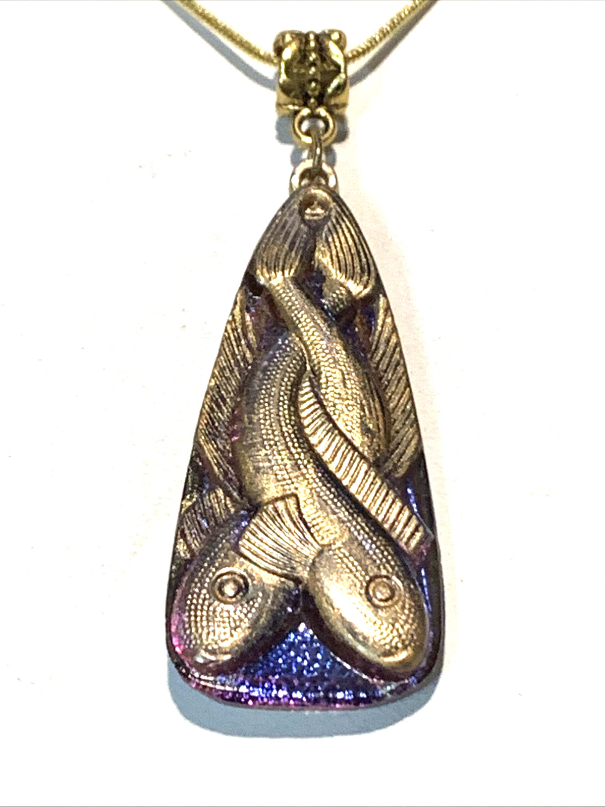 RARE-ANTIQUE EGYPT REVIVAL VIOLET/BLUE FLASH CZECH GLASS SERPENT NECKLACE.g#2NEW