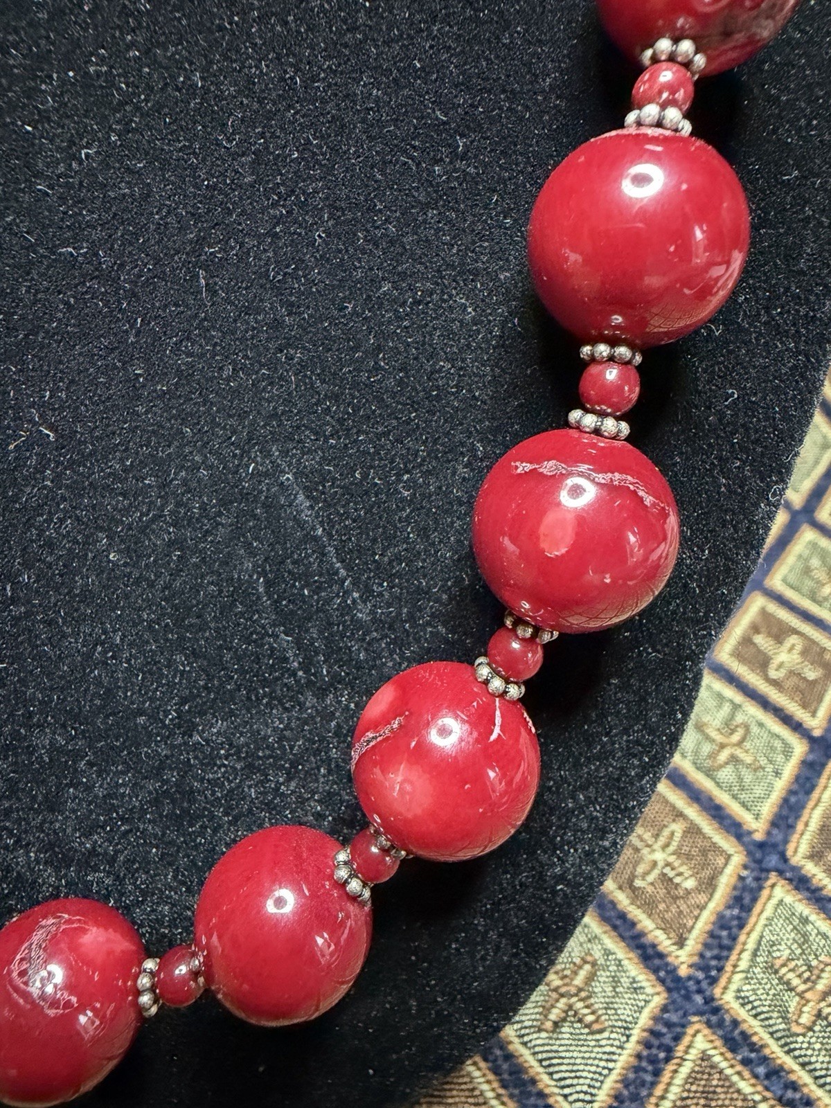 Vintage Red Sea Bamboo Coral Bead Strand Statement Necklace 20.5”