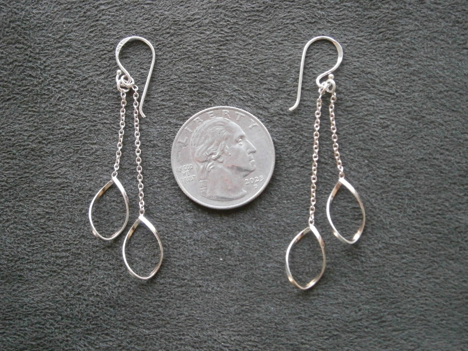 Twisted Ovals on Fine Chain Vintage Sterling Silver Dangle Hook Earrings 1.6g