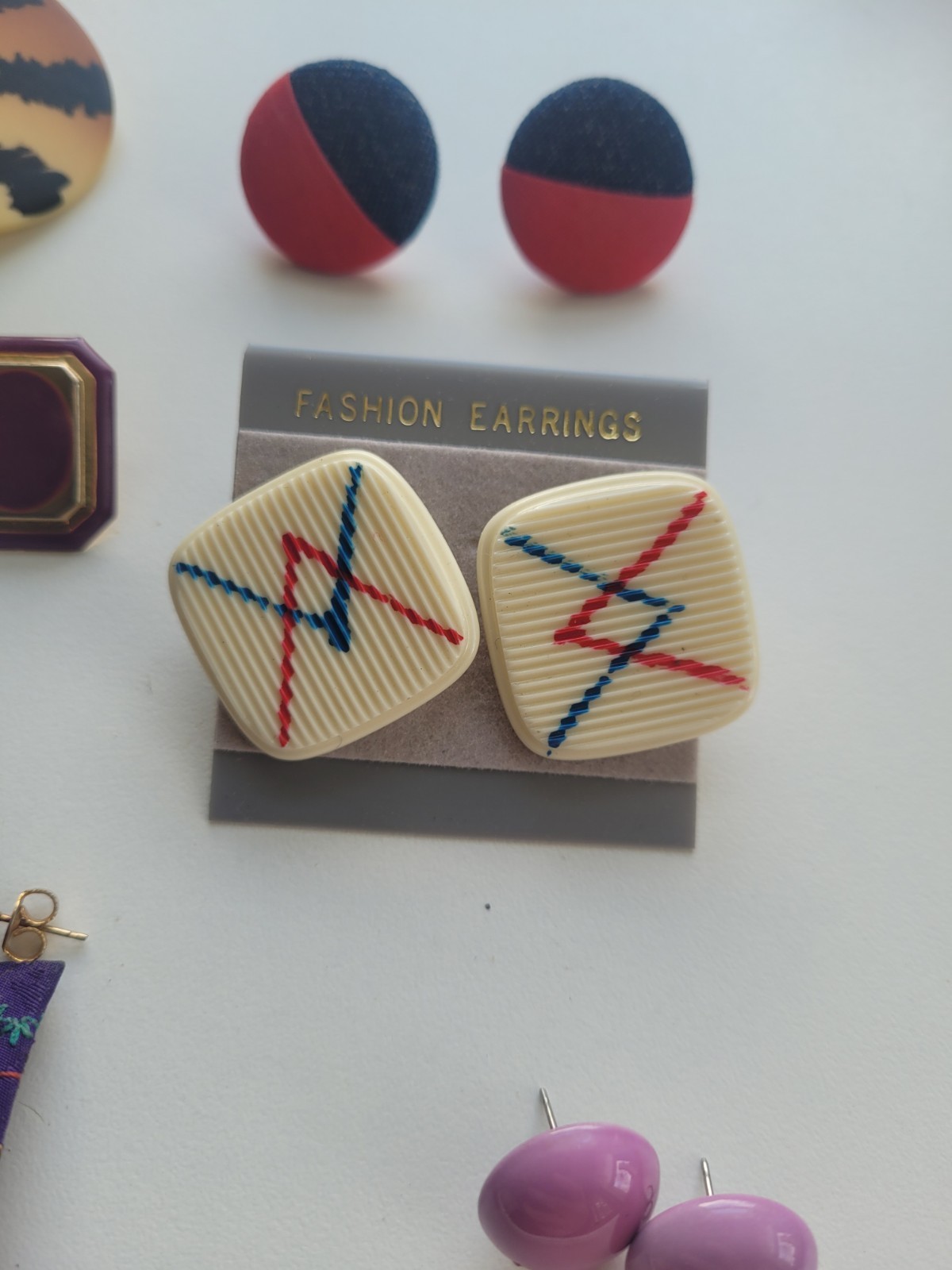1980s-1990s Vintage Retro Funky Earrings for Pierced Ears Mixed Lot
