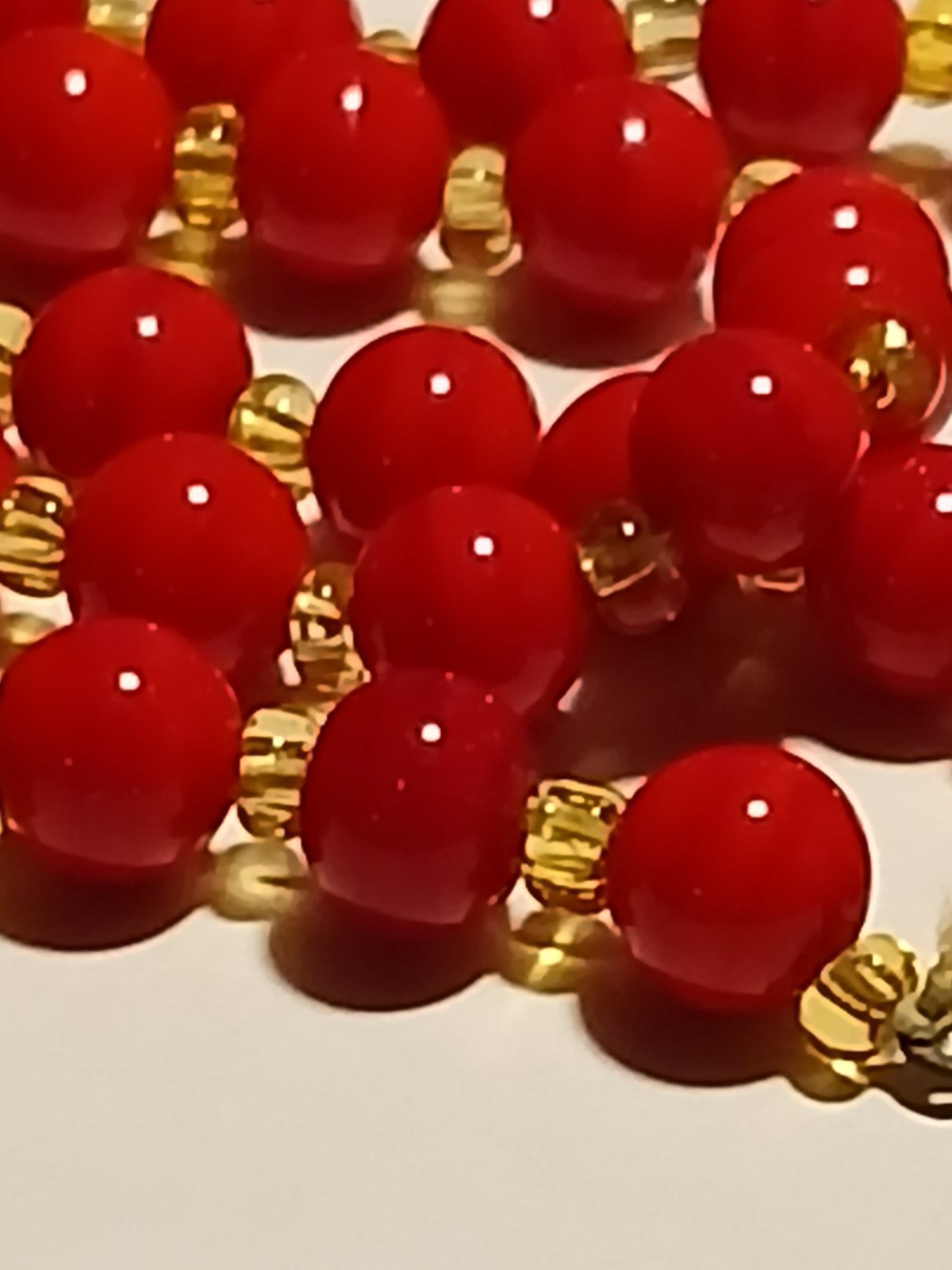 Antique real blood red coral beaded amber Seed Bead spacers necklace 6mm 60″