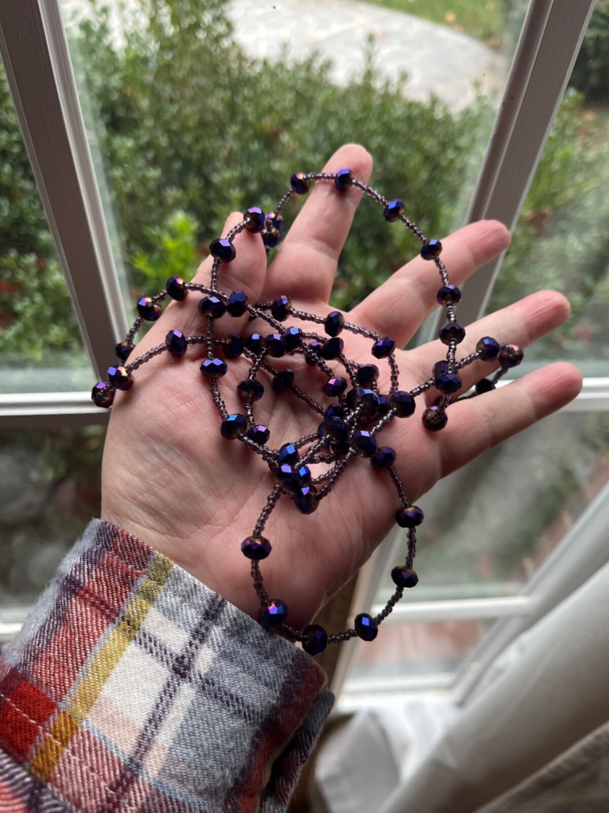 Purple Beaded Necklace 23.5 “