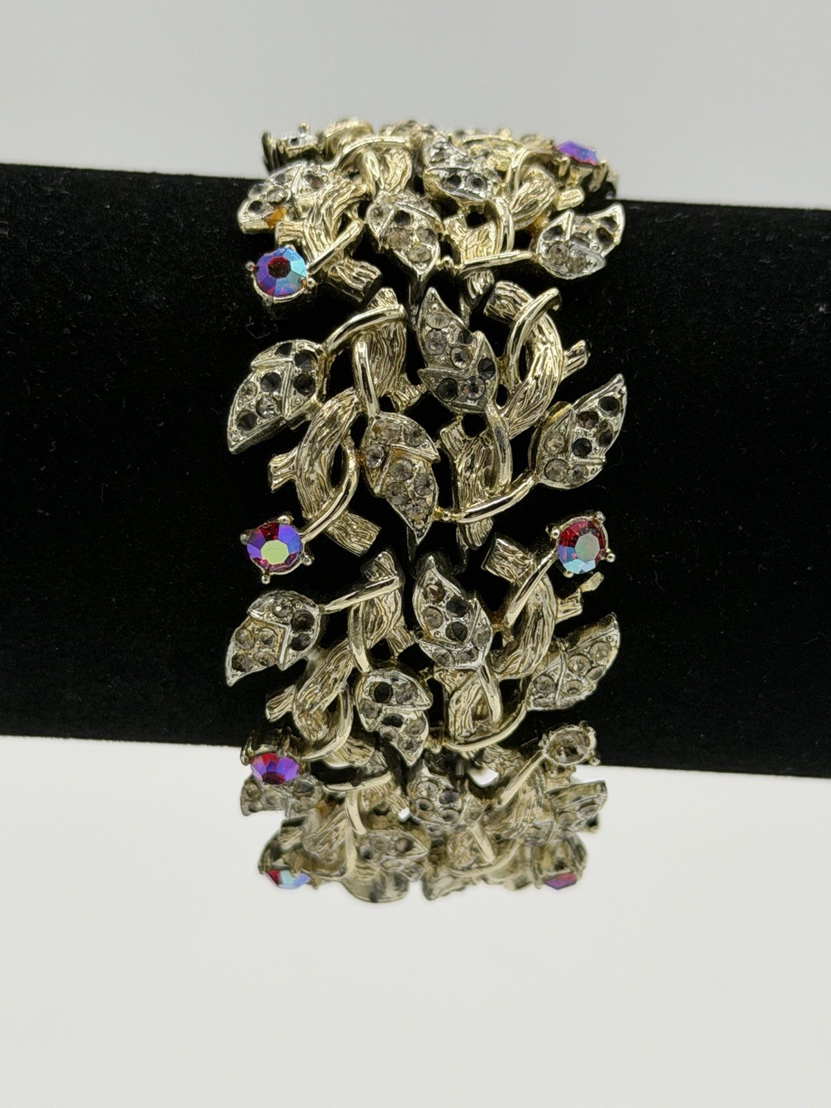 VTG 1950’s CORO Red AB Rhinestone Bracelet Gold Tone Restoration PROJECT READ
