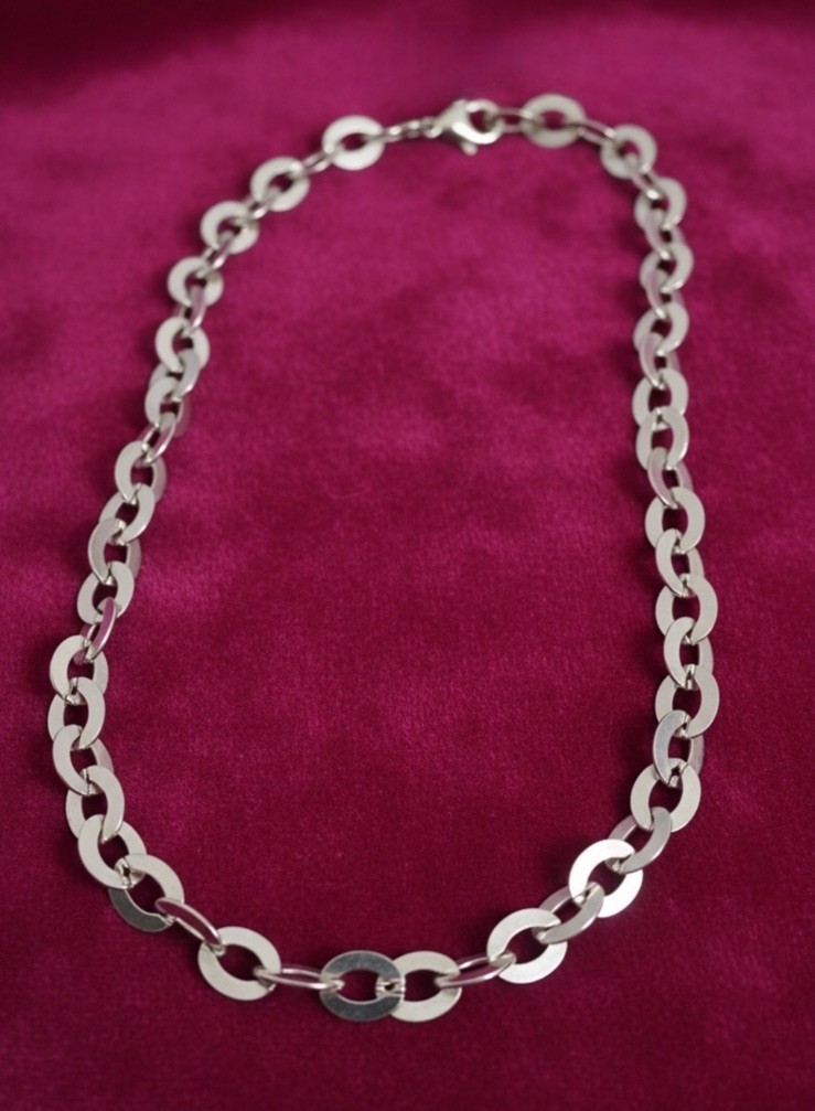 Vintage 925 Sterling Silver Flat Oval Cable Link Chain By PC 20”