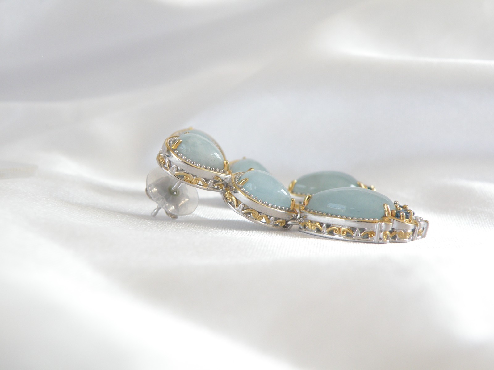 Gem En Vogue Michael Valitutti Sterling Silver 925 Milky Aquamarine Earrings
