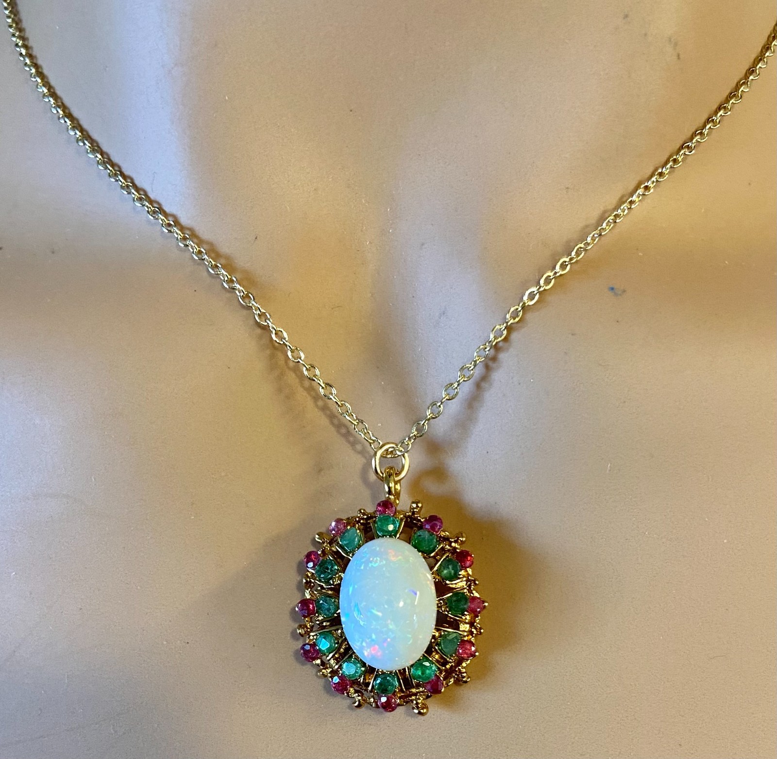AUTHENTIC SWOBODA PENDANT~ GENUINE AUSTRALIAN FIRE OPAL ~ 4.5ct, RUBY, EMERALD