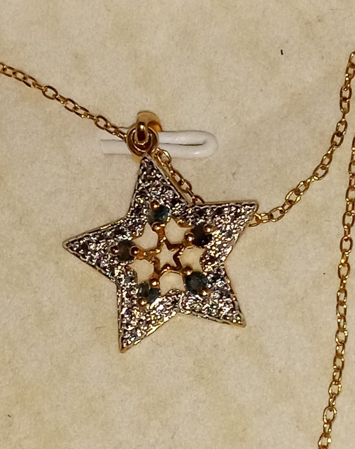 HSN blue Sapphire Vintage star necklace 925 And I Think Tiny Dia? Pics