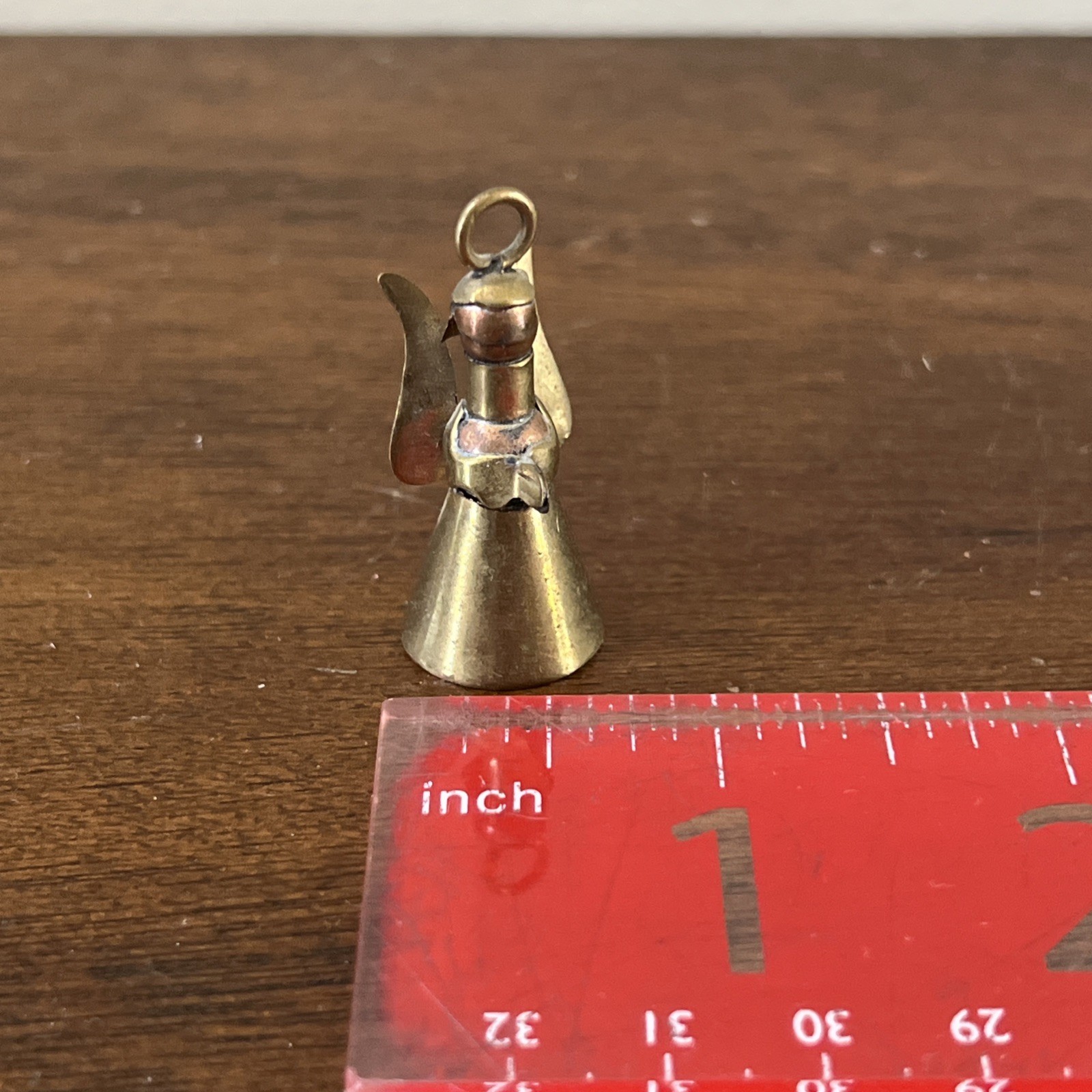 Vintage Brass Angel Pendant Bell 1.5”