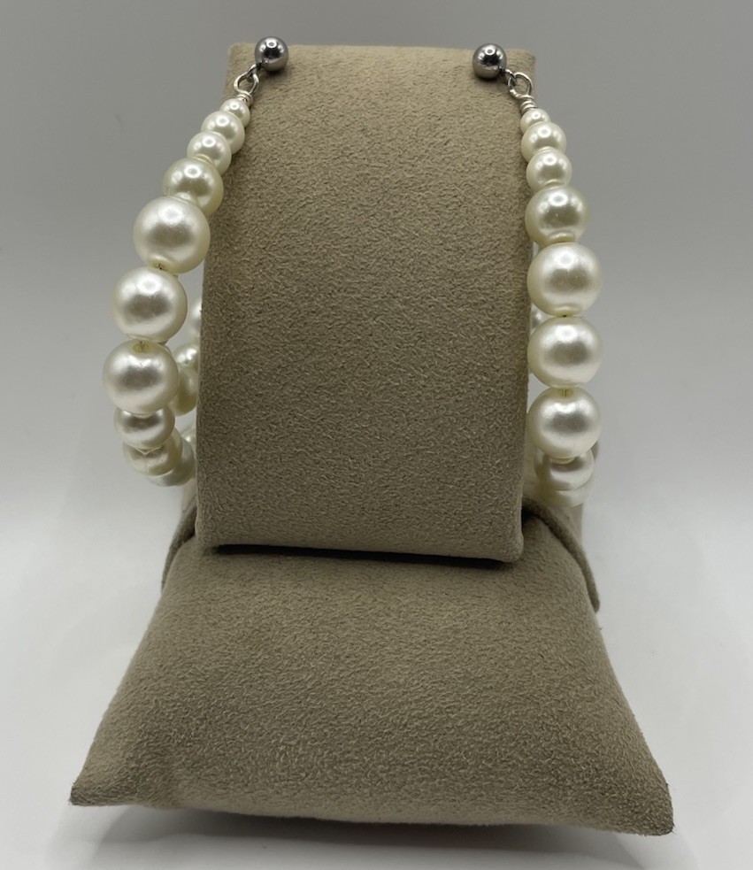 Vintage Large Chunky Faux Pearl Earrings. Graduated Spiral. FUN!