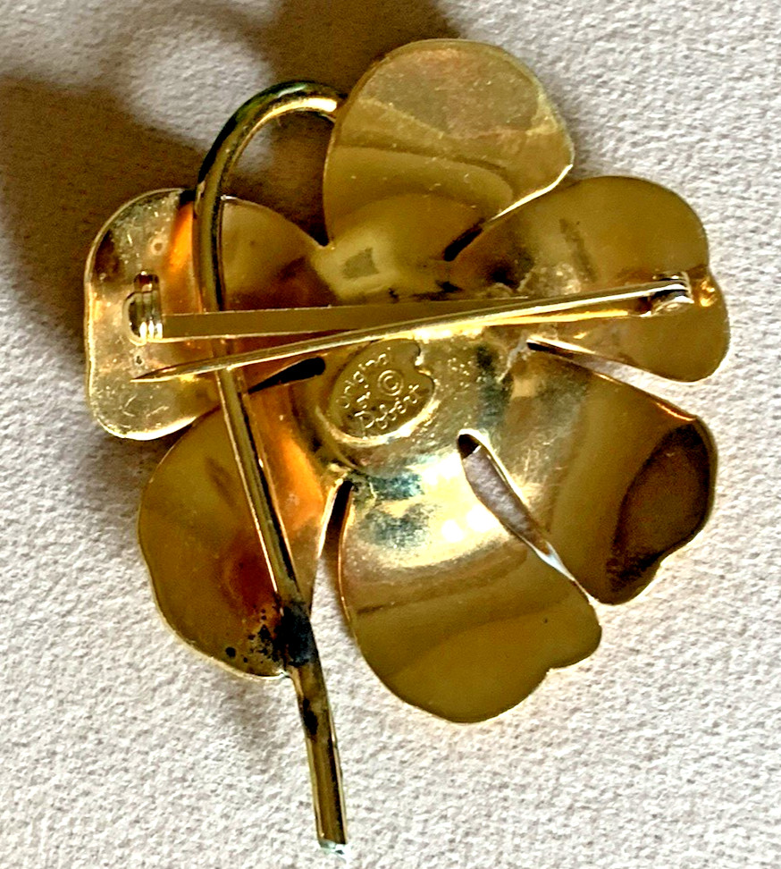 Vintage Signed Original by Robert Enamel Yellow Flower Brooch 1960’s