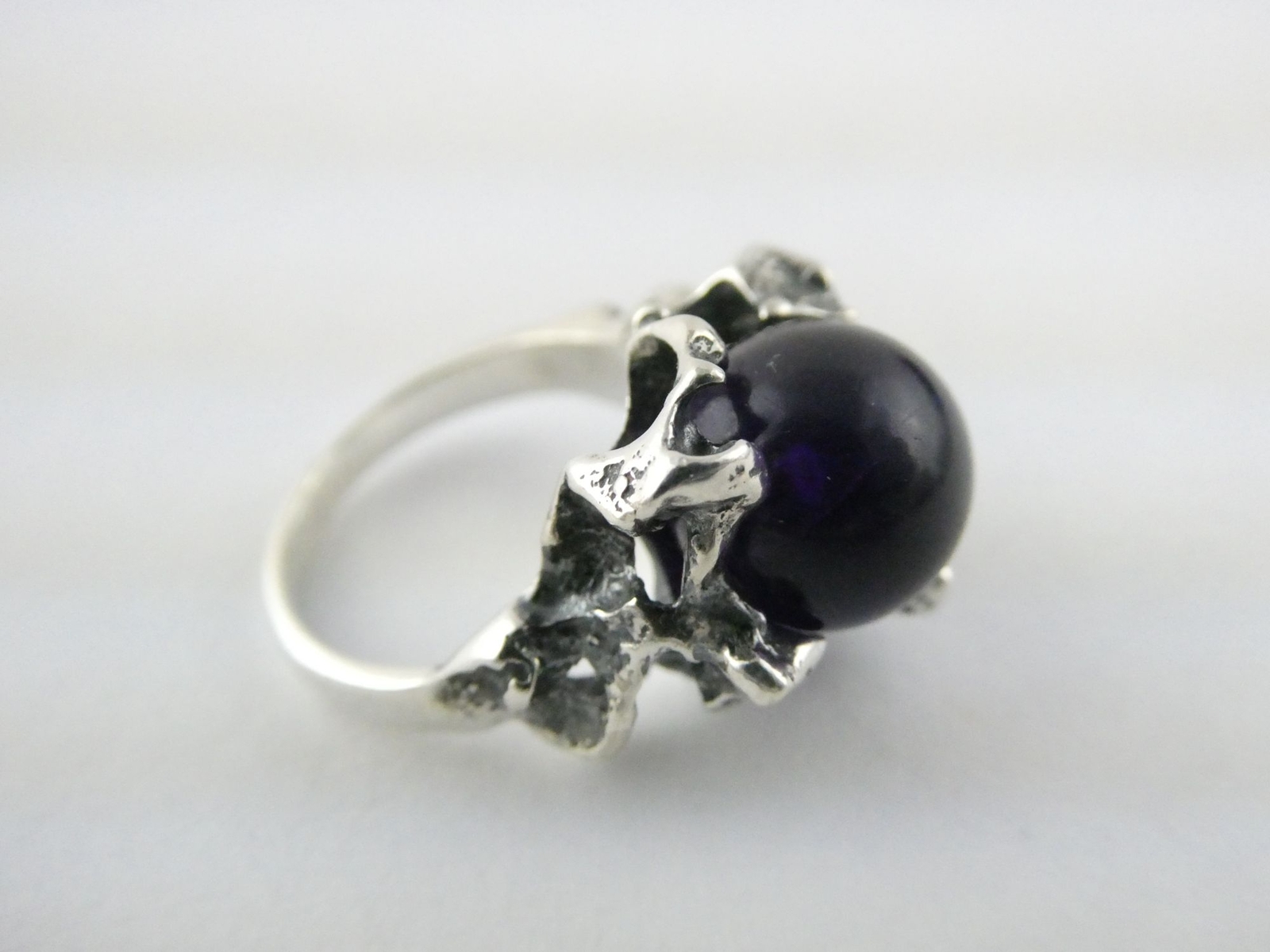 Neils Erik NE From Denmark Sterling Silver Amethyst Modernist Ring Size 3.75 6g