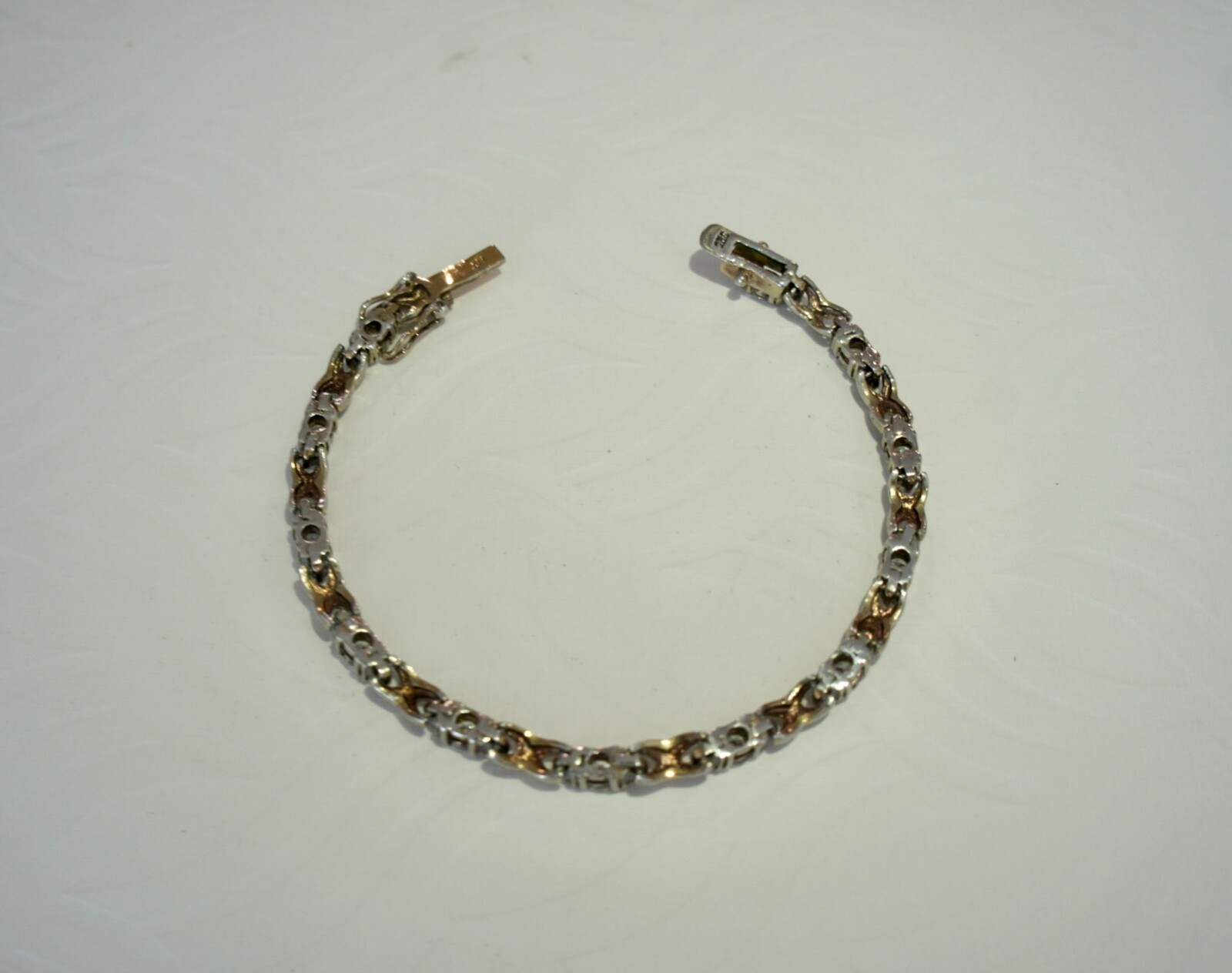 Vintage DJB Sterling Silver 925 Two Tone CZ Diamond Tennis Bracelet 7 1/4″