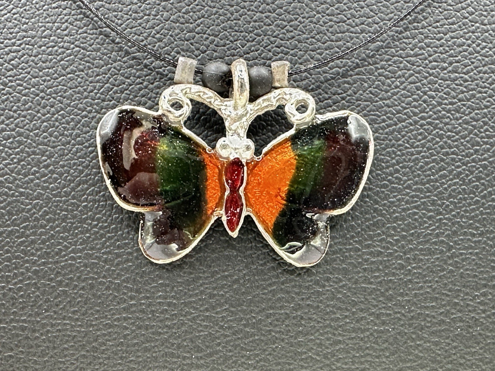 Y2K 2000’s 90’s Wire Cord Necklace With Butterfly Pendant W/ Original Wax Paper