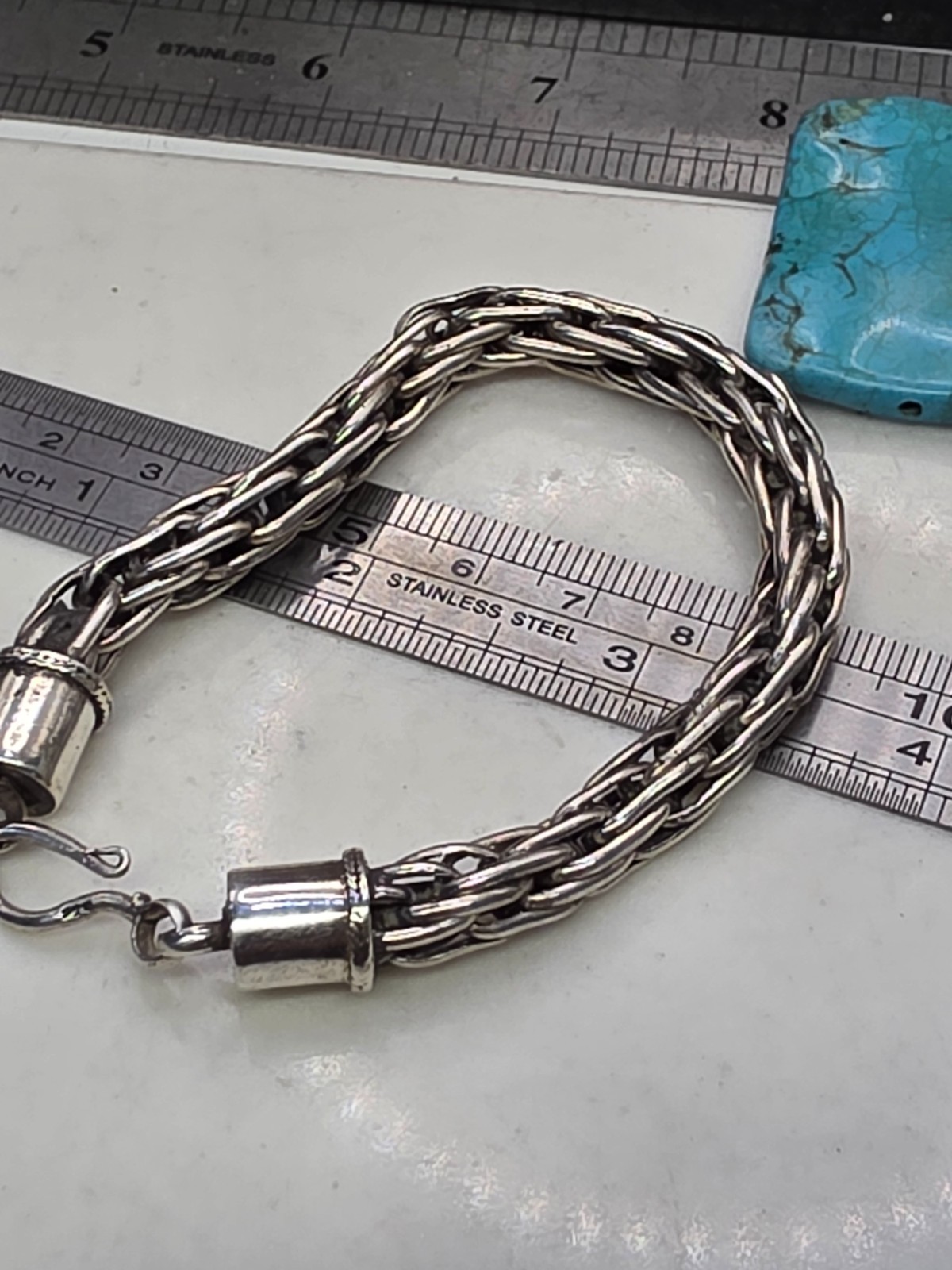 925 Sterling Silver Vintage Spiga/Wheat Link Heavy Bracelet 30.8g 8″ Solid!