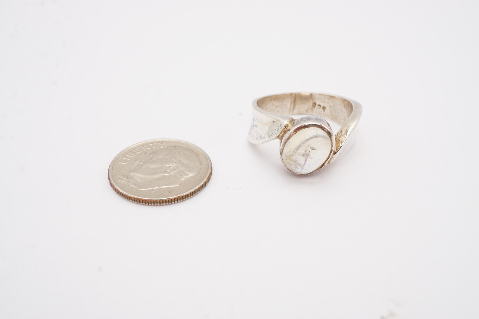 Vintage Sterling Silver 925 Clear Stone Ring Size 5.75