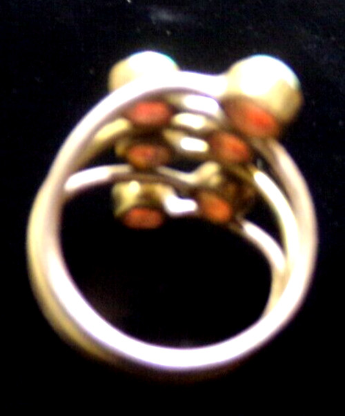aa VINTG OPAL 925 STERLING SILVER RING SIZE 7 w/six 4mm opal JZ89 j88cr cl88cr