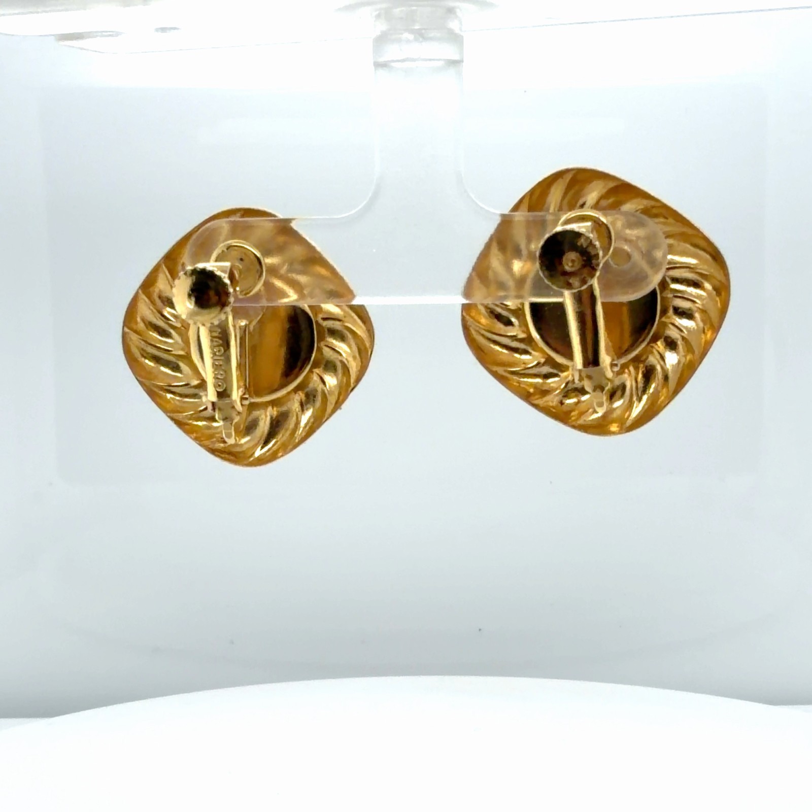 Vintage Napier Gold Plated Faux Pearl Adjustable Clip On Earrings