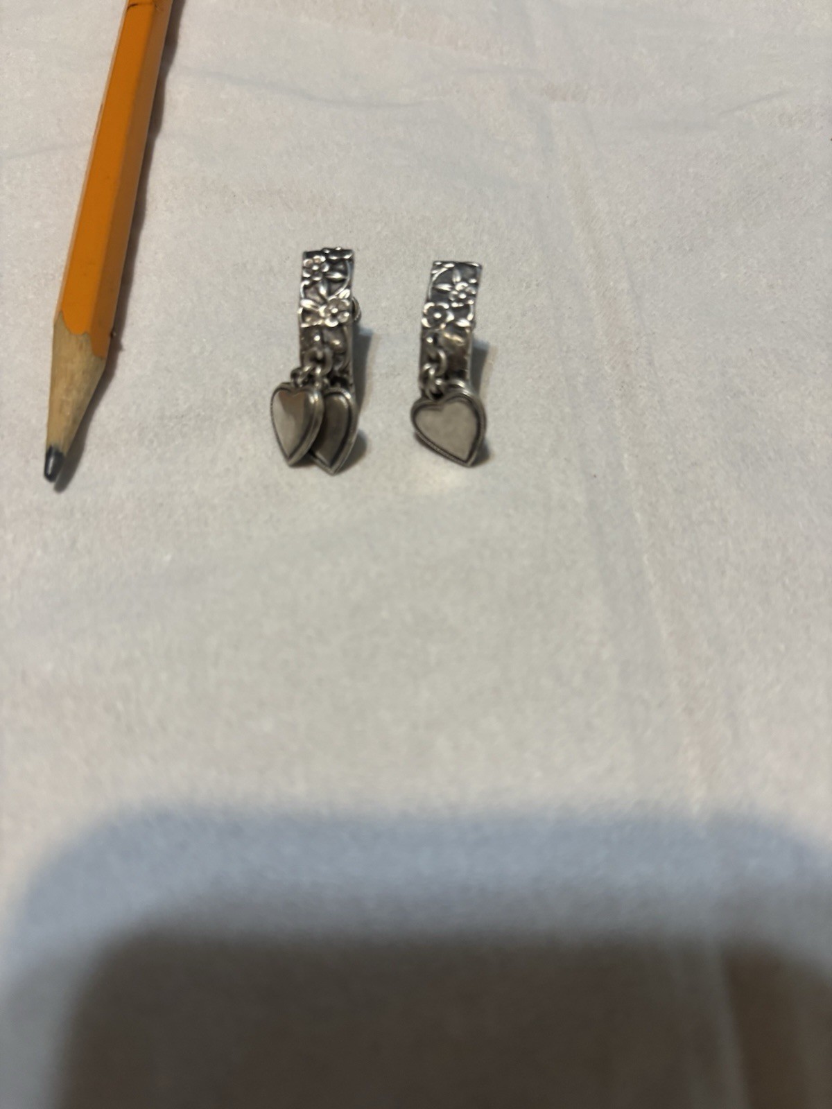Vintage Sterling Silver Hearts And Flowers Screwback Earrings