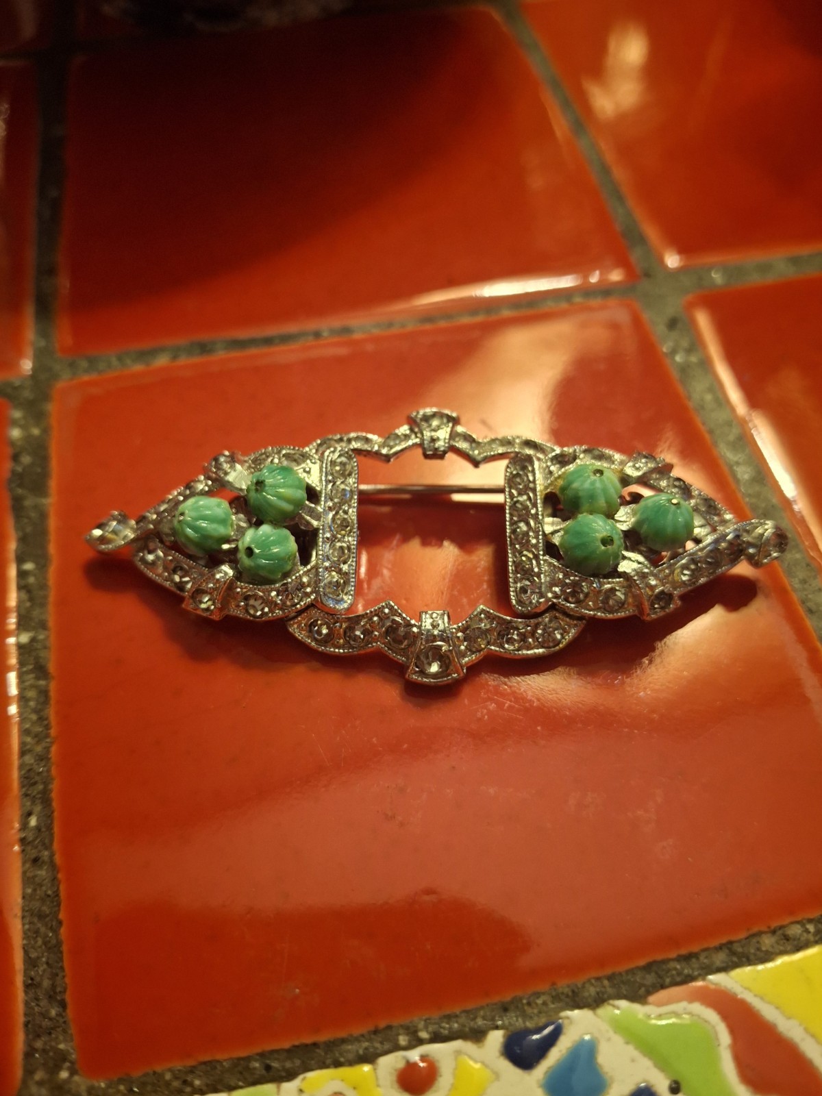 Vintage Art Deco Modular 3-n-1 Piece Convertible Brooch Pin & Shoe Clips 1930’s