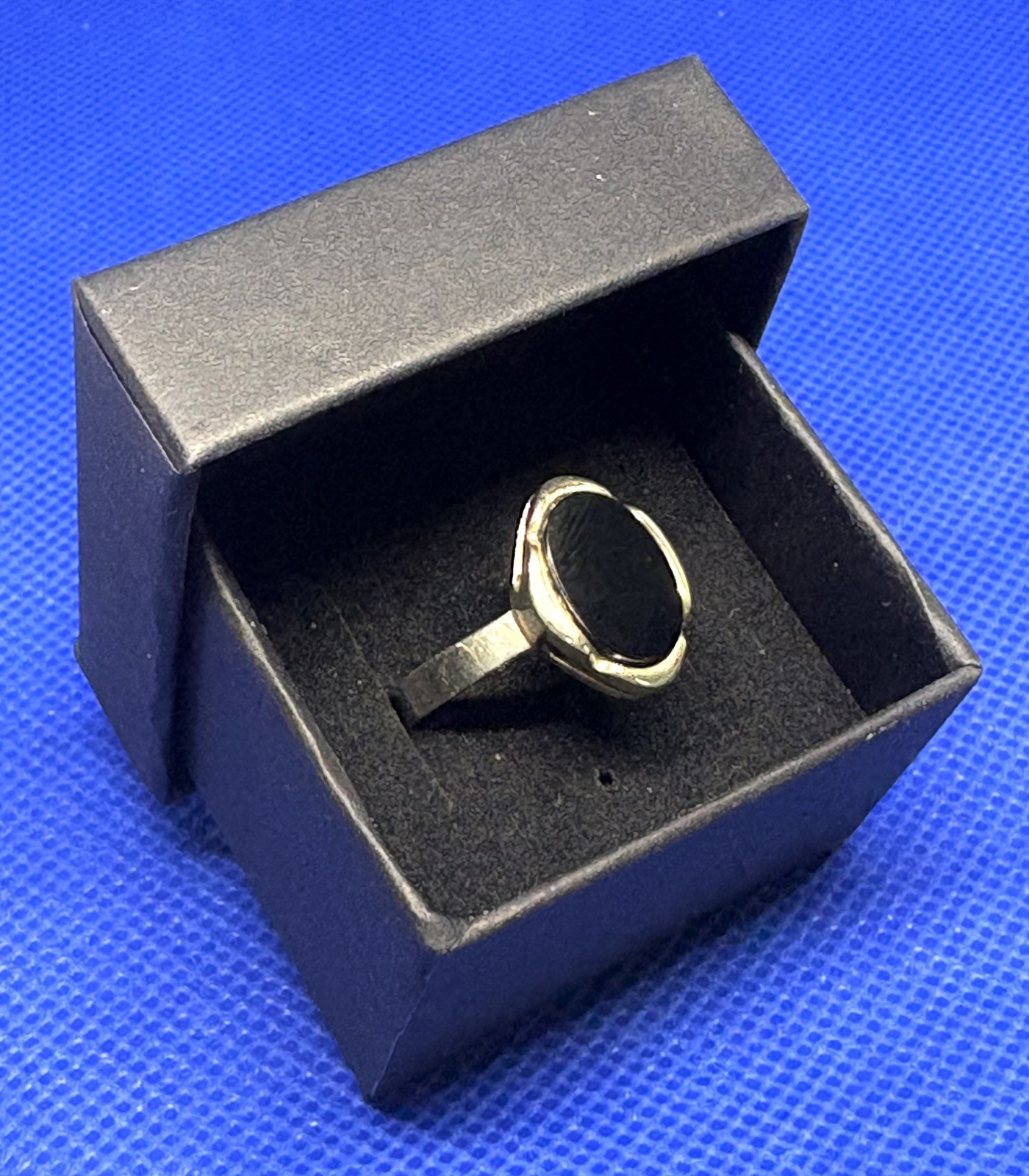 A33 Vintage 925 Sterling Silver Seal Ring Size 8.0 est 1950s Black Onyx 2.9g
