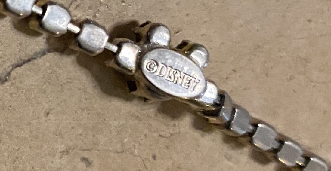 Disney ~ Child’s Micky Mouse Head, Baguettes, Sparkling 7″ Bracelet ~ Vintage