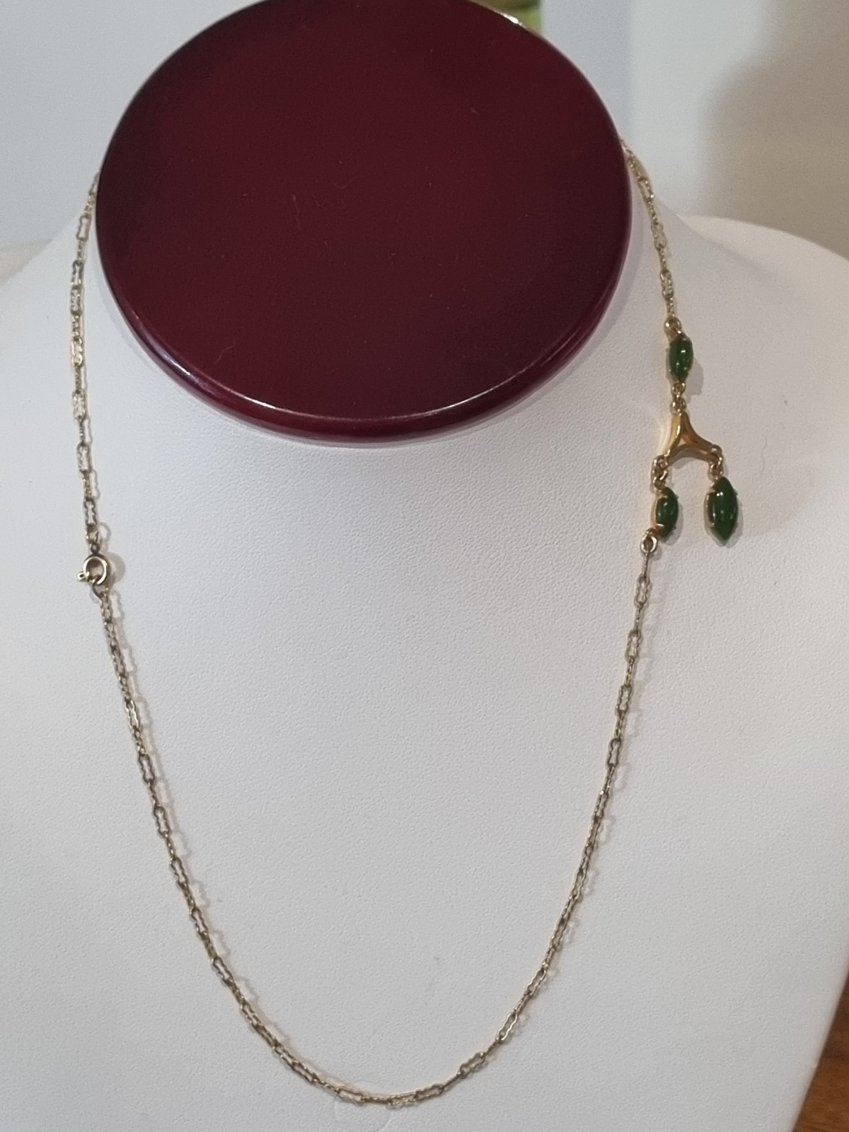 Vintage Rare Collectible c1940s -50s ART 12k gold fill Real Jade Necklace Video