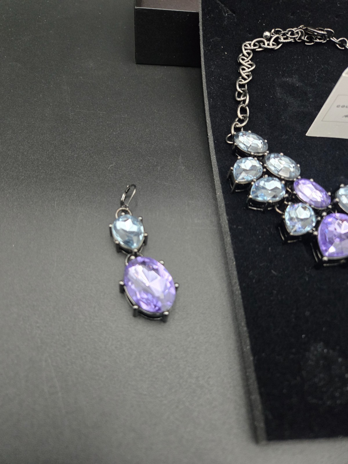 Stunning Blue Purple Faceted Necklace & Earrings Real Collectibles by Adrienne