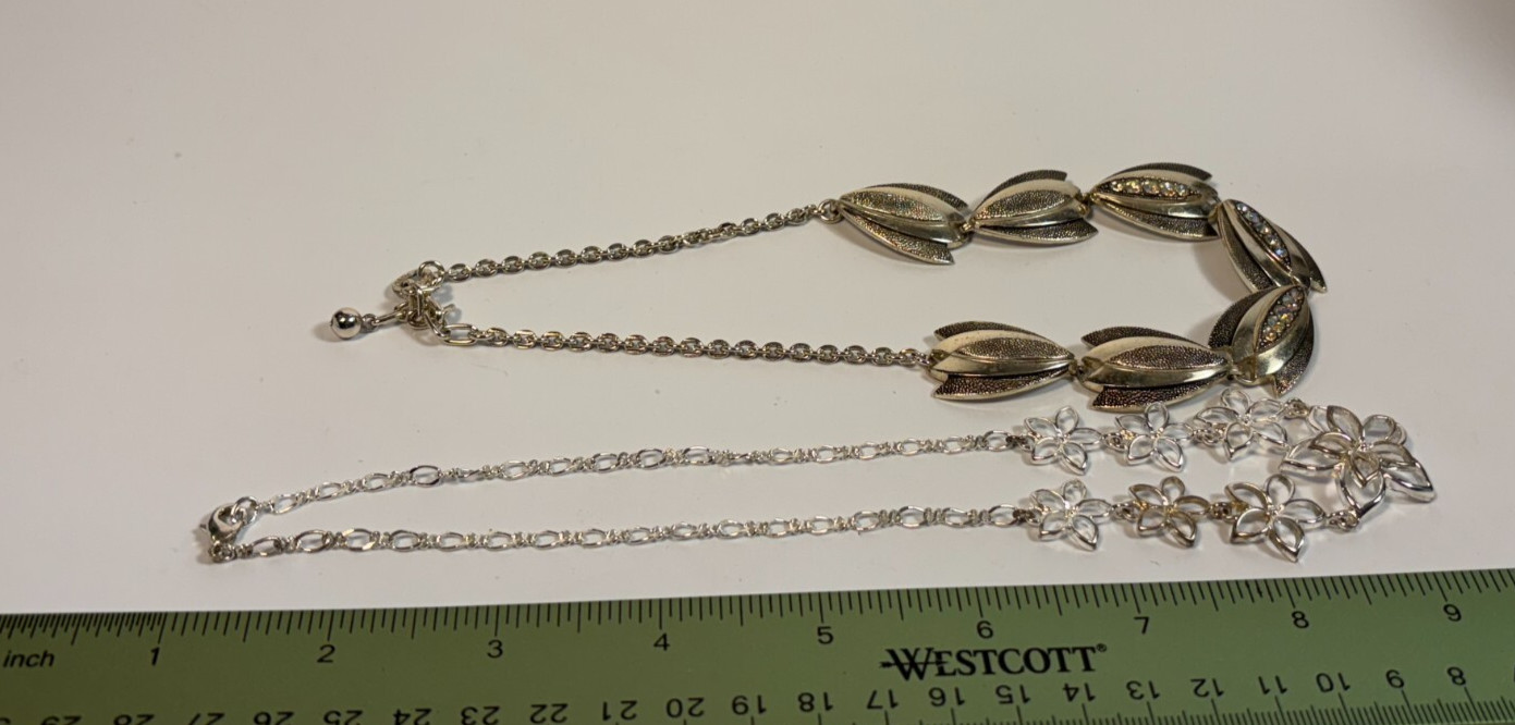 Choker Necklaces in Silver Tone with Chunky Maximalist Design Lightweight 14 in