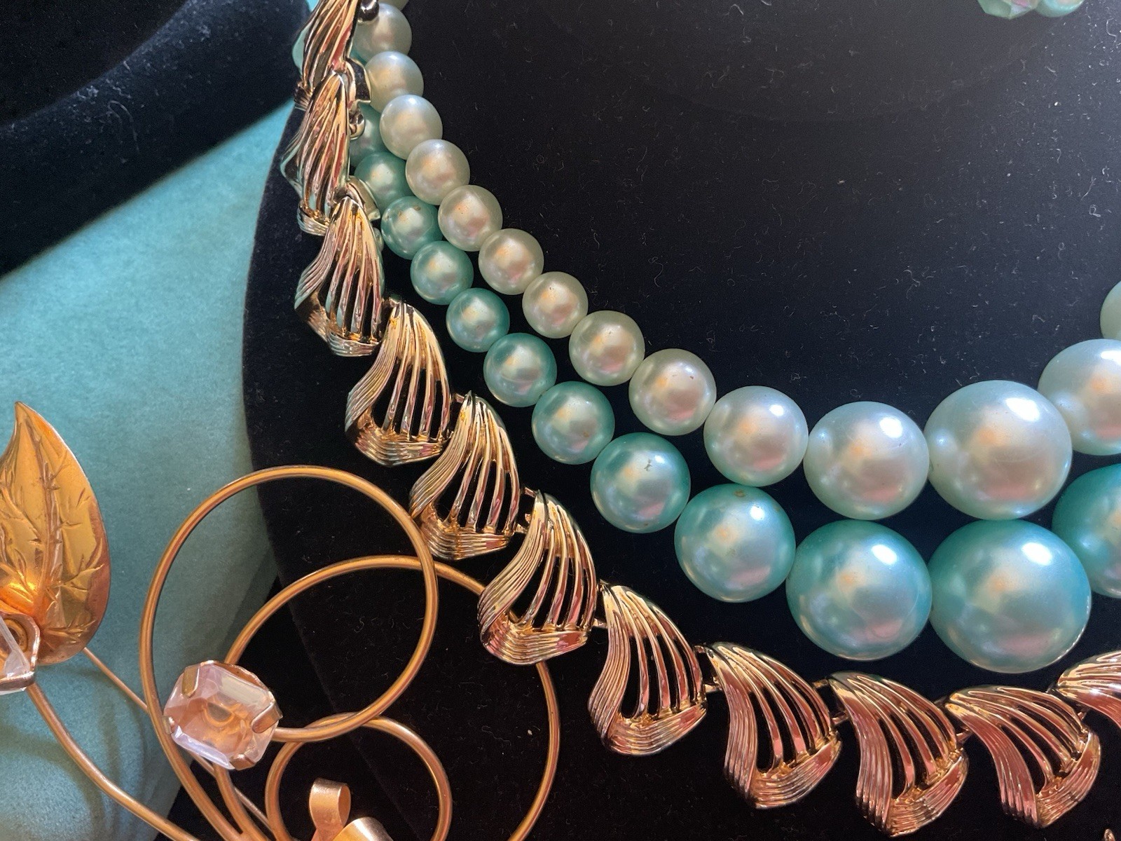 Vtg Aqua Blue Summer Jewelry Mix Lot Earrings Necklace Brooch Lisner Japan Coro