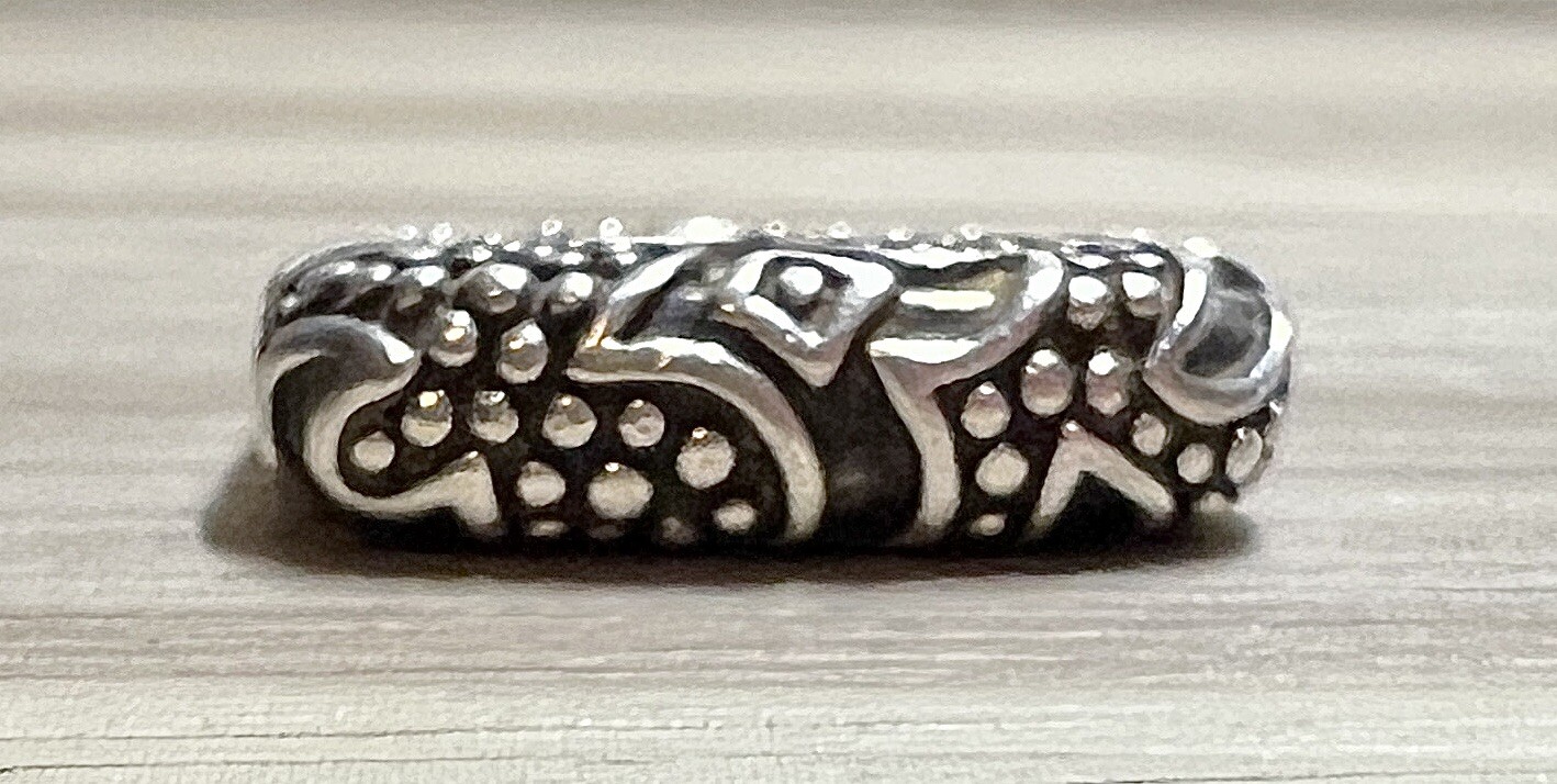 Vintage Designer Dian Malouf Sterling Silver Tall Tribal Stack Ring, Size 6.5