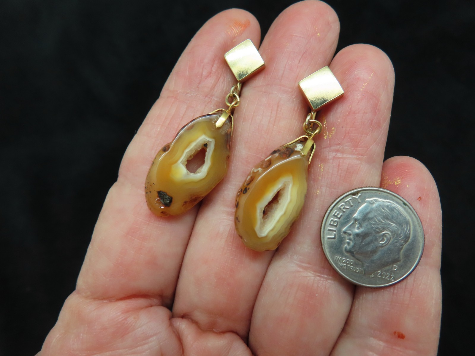 Vintage 1960’s GEODE Crystal Dangle Screw Back Earrings