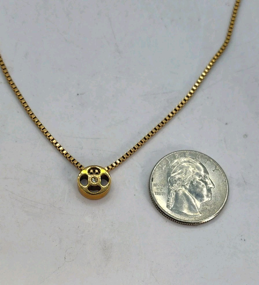 Vintage Signed Henri Bendel Rose Gold Colored Pendant Necklace 16″