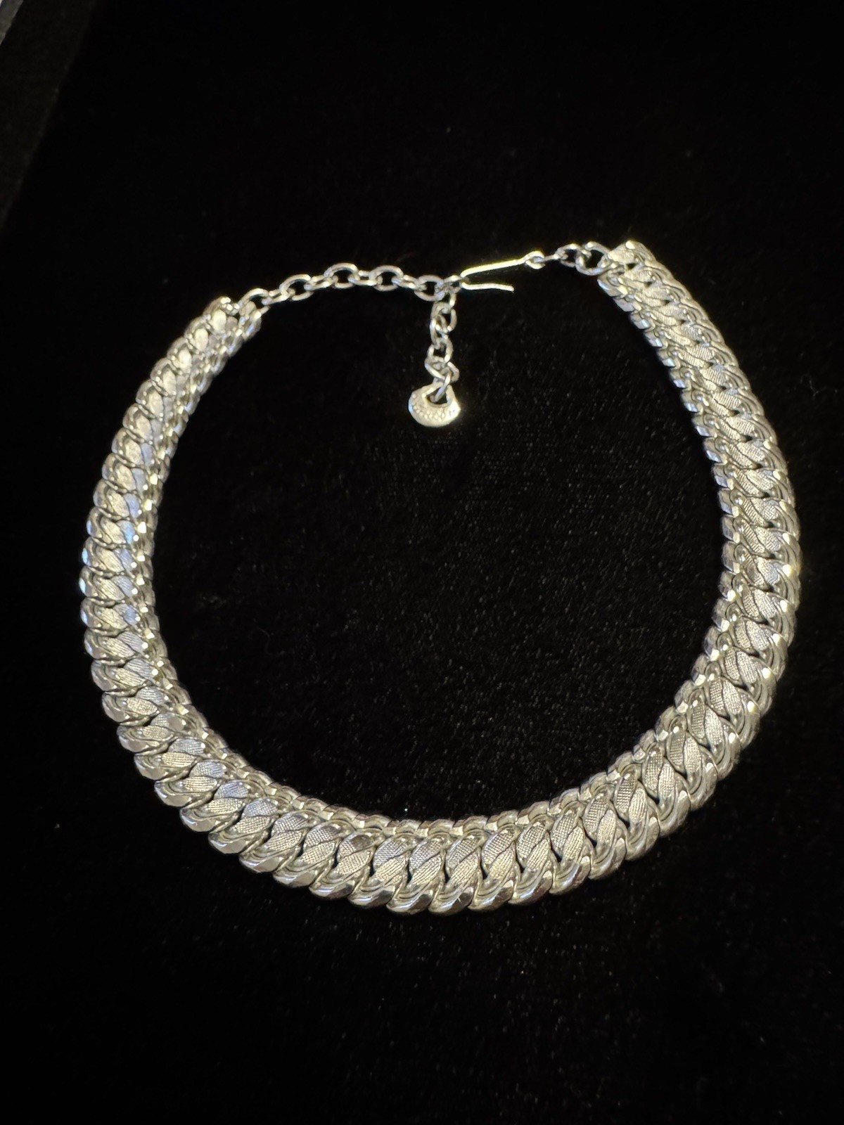 Vintage Western Germany Silver-tone Lightweight Choker Necklace , Wears To 15”