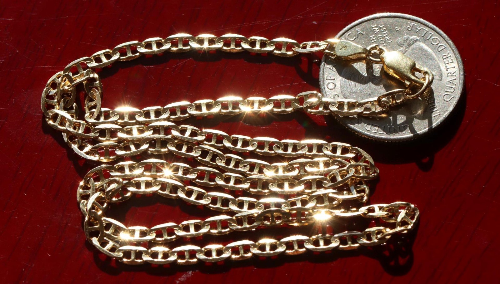 14k yellow gold necklace 19.5″ anchor / mariner link chain vintage 7.67gr N3502