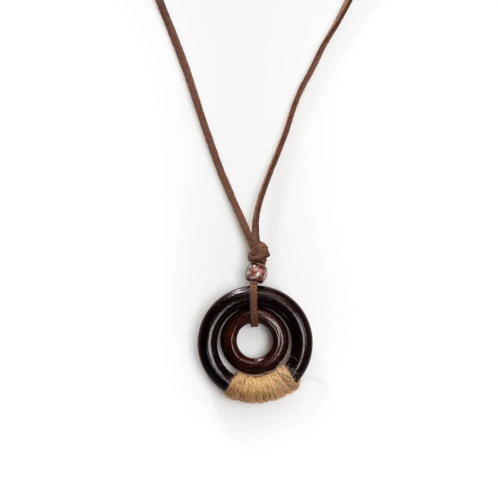 Bohemian Vintage Wooden Hemp Rope Vintage Handmade Necklace Ceramic Beads…