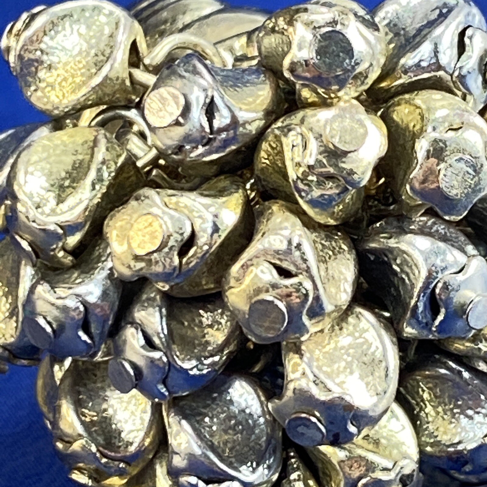 Vtg RA Stretch Band Ring Bold Oversized Metal Jiggly Bling Nugget Chips SZ 7-10