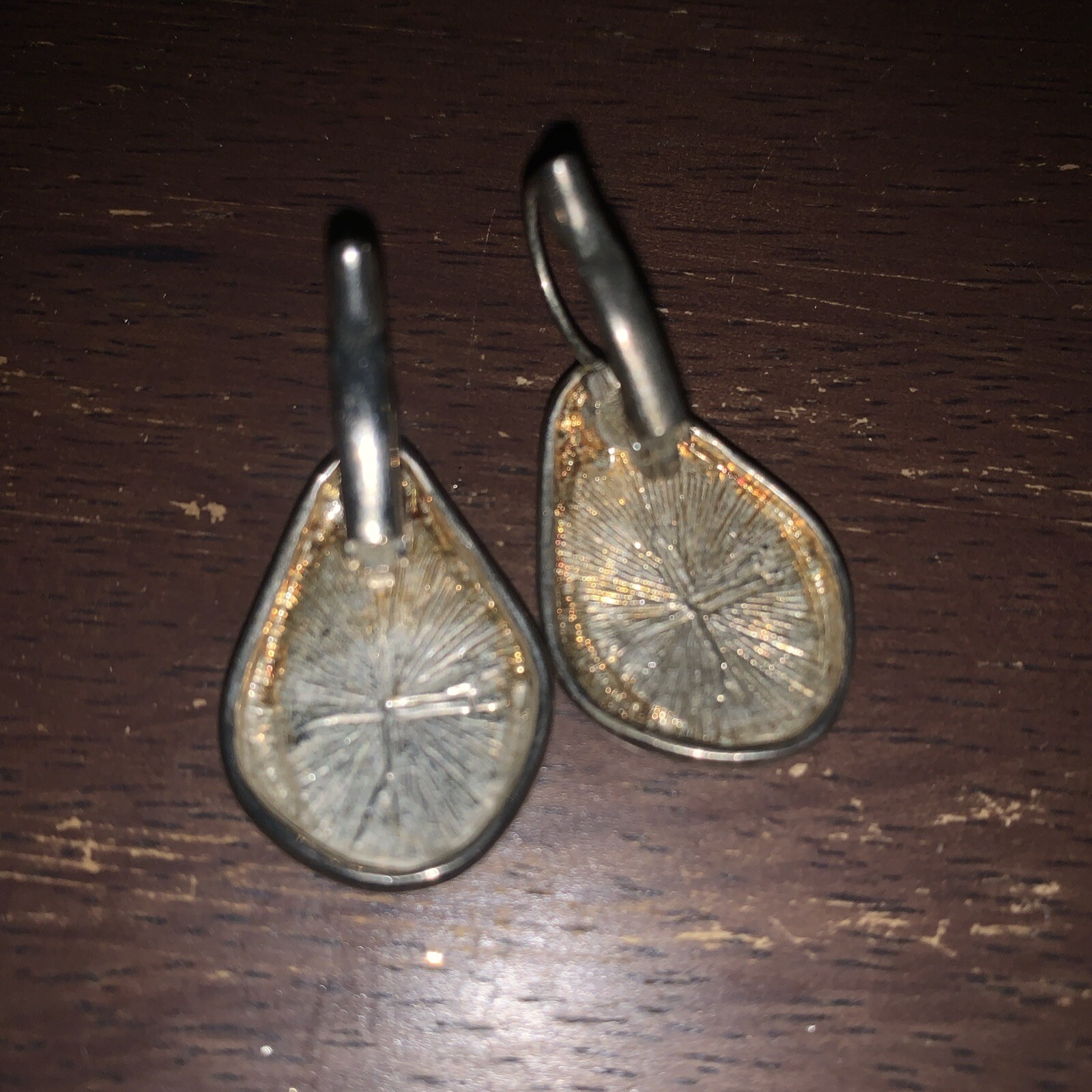 FAUX FUR CHEETAH ANIMAL PRINT EARRINGS SILVER TONE OVAL