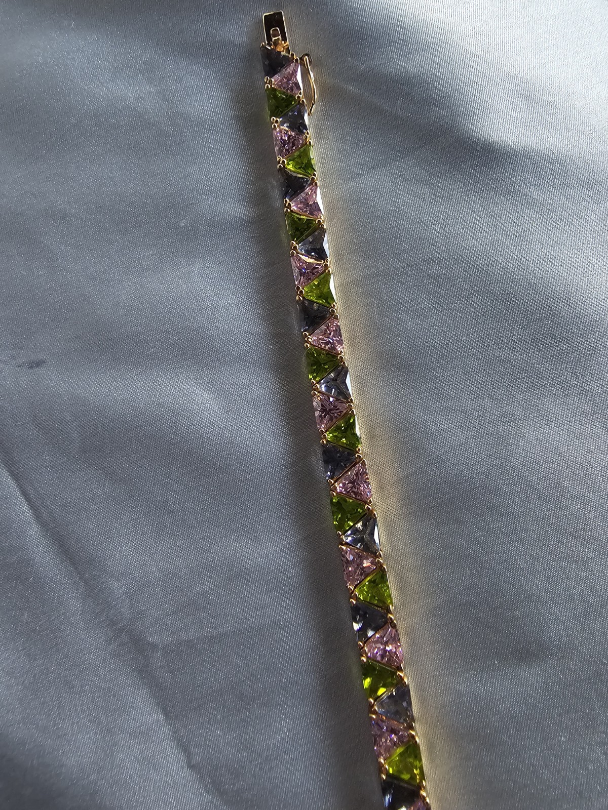 SUZANNE SOMERS 925 STERLING SILVER VERMEIL MULTICOLORED TRILLION CUT BRACELET