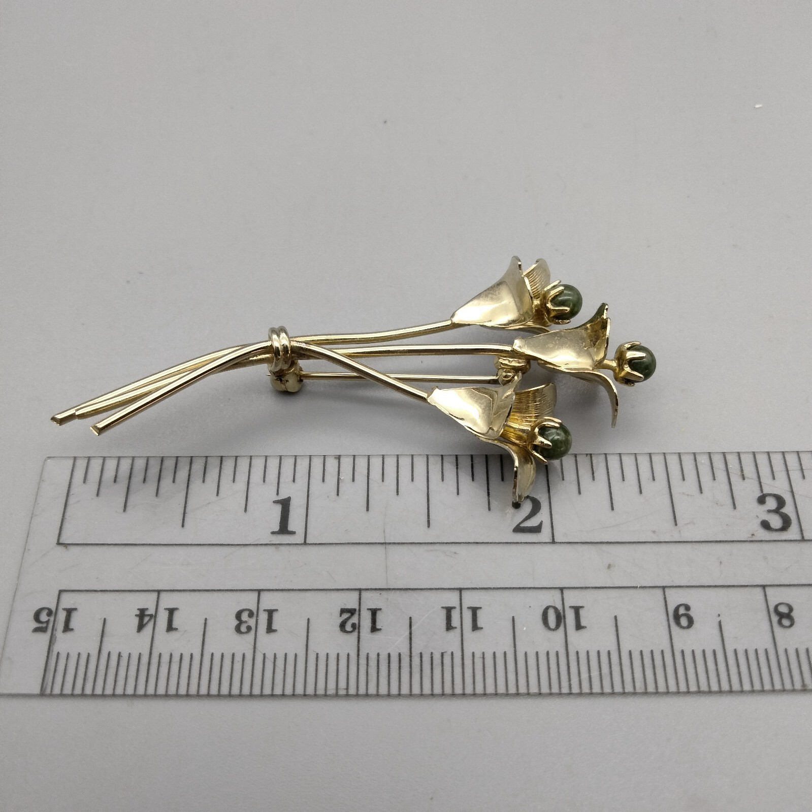 CottageCore Bouquet Floral Spray Brooch Pin 2.5″ Gold Tone VTG Estate Elegance
