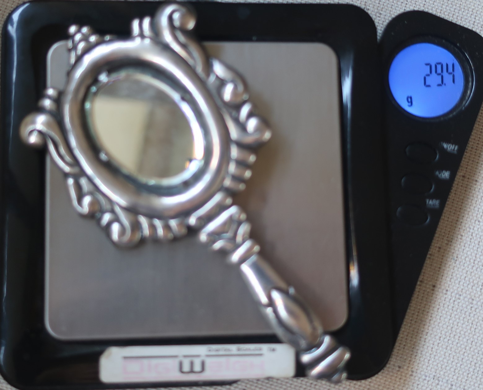 HUGE RARE VINTAGE EARLY LOS CASTILLO TAXCO STERLING SILVER MIRROR PIN