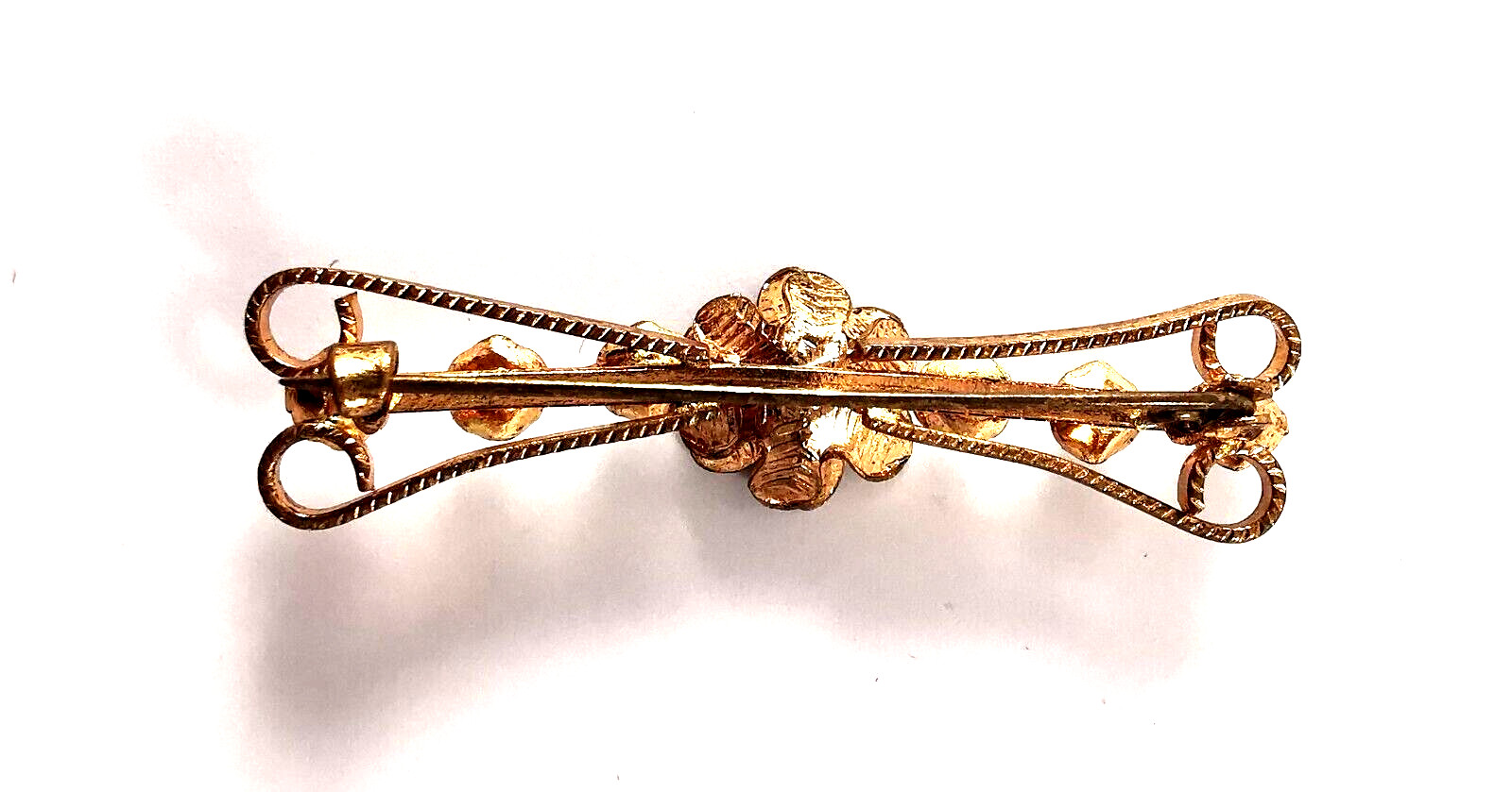 Vintage Brooch Czech Flower Blue Light Glass Rhinestones Gilded Brass Hand Work
