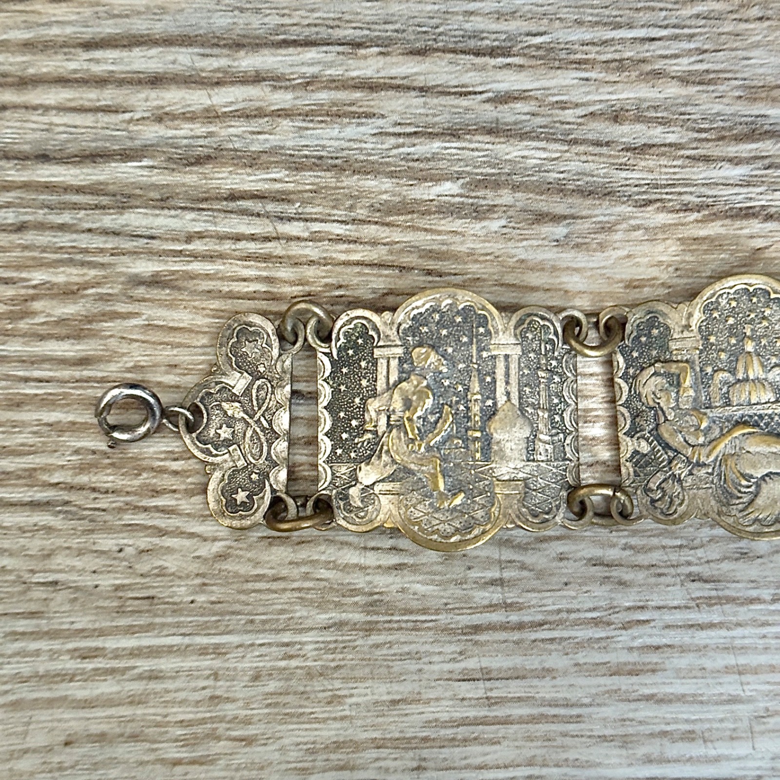 Vintage Arabian Nights Story Teller Panel Bracelet Souvenir Du Maroc