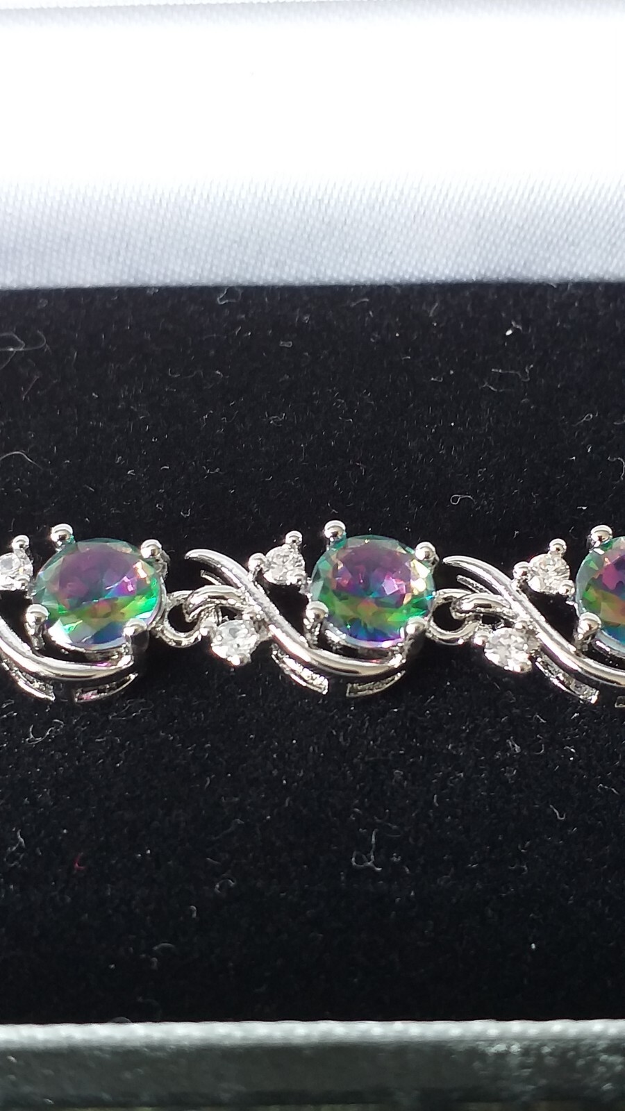 Vintage 1990 Mystic Topaz Sterling Silver 925 Bracelet 8 inch long – Hallmarked