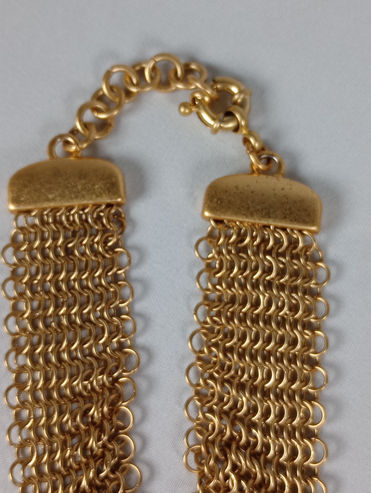 Vintage Gold Tone Mesh Convertible Necklace Bracelet Set Modular Jewelry