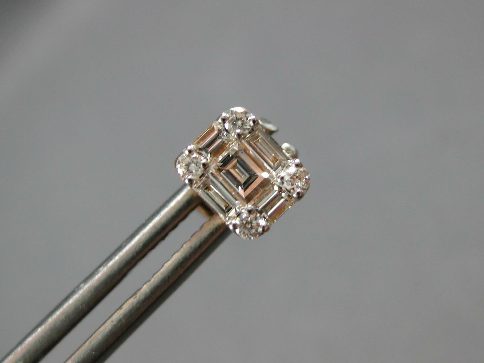 ESTATE .50CT DIAMOND 18K ROSE GOLD ROUND & BAGUETTE CLUSTER SQUARE STUD EARRINGS