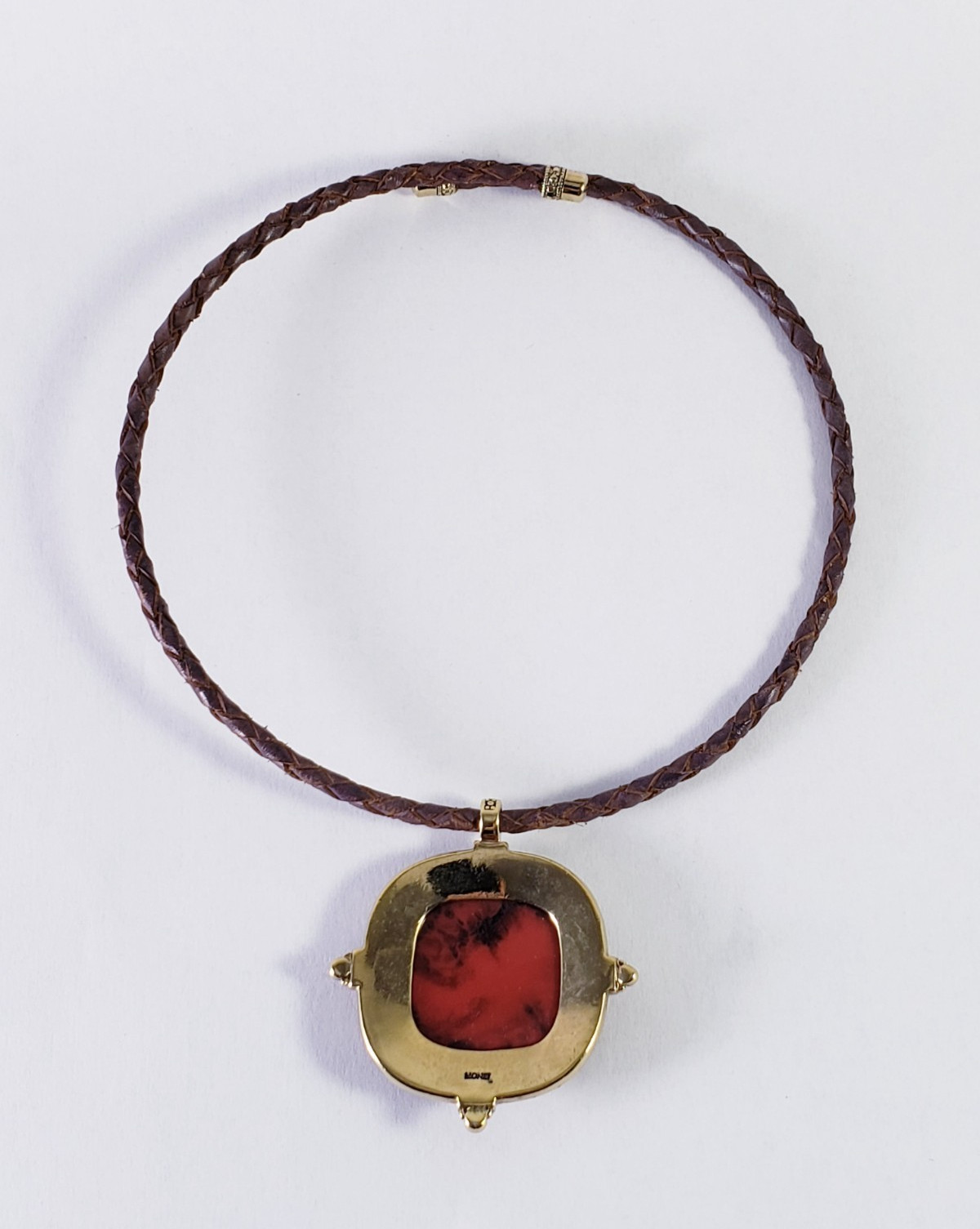 Monet Simulated Red Gemstone & Rhinestone Pendant Cord Choker Necklace