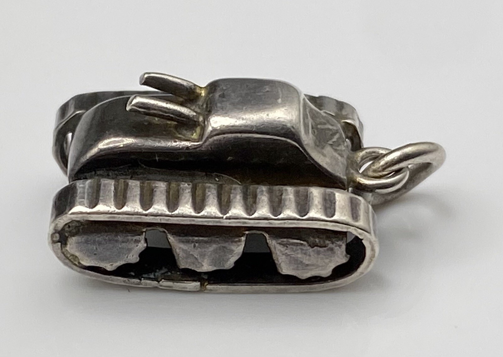 Vintage Sterling Silver Military Army War Tank Guns on Top Nice Detailed Charm